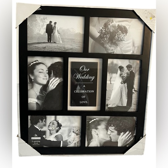 Malden Elegant Black Wedding Collage Frame - Picture 1 of 7
